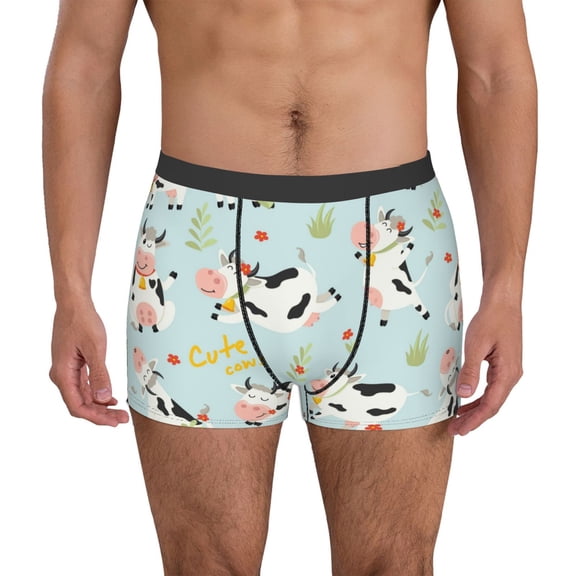 Vsdgher Cute Cows Pattern Men's Boxer Brief Underwear,Soft Funny Underwear for Men-XX-Large