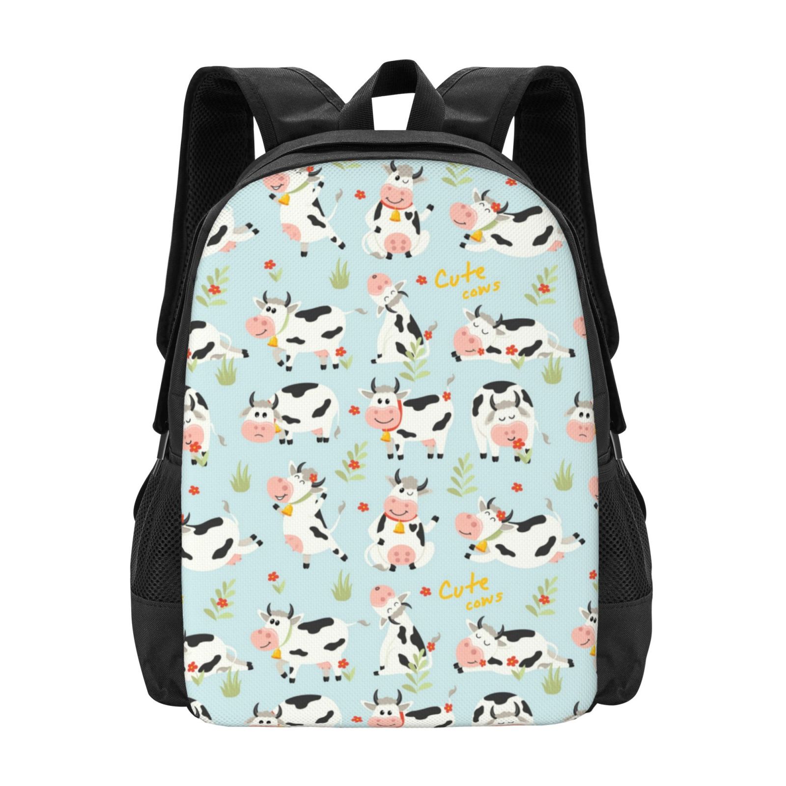 Vsdgher Cute Cows Print Backpack for Women Men School Bookbag with Laptop Compartment for College Work Travel, Simple Fashion Casual Daypack, Fit 15" Laptop