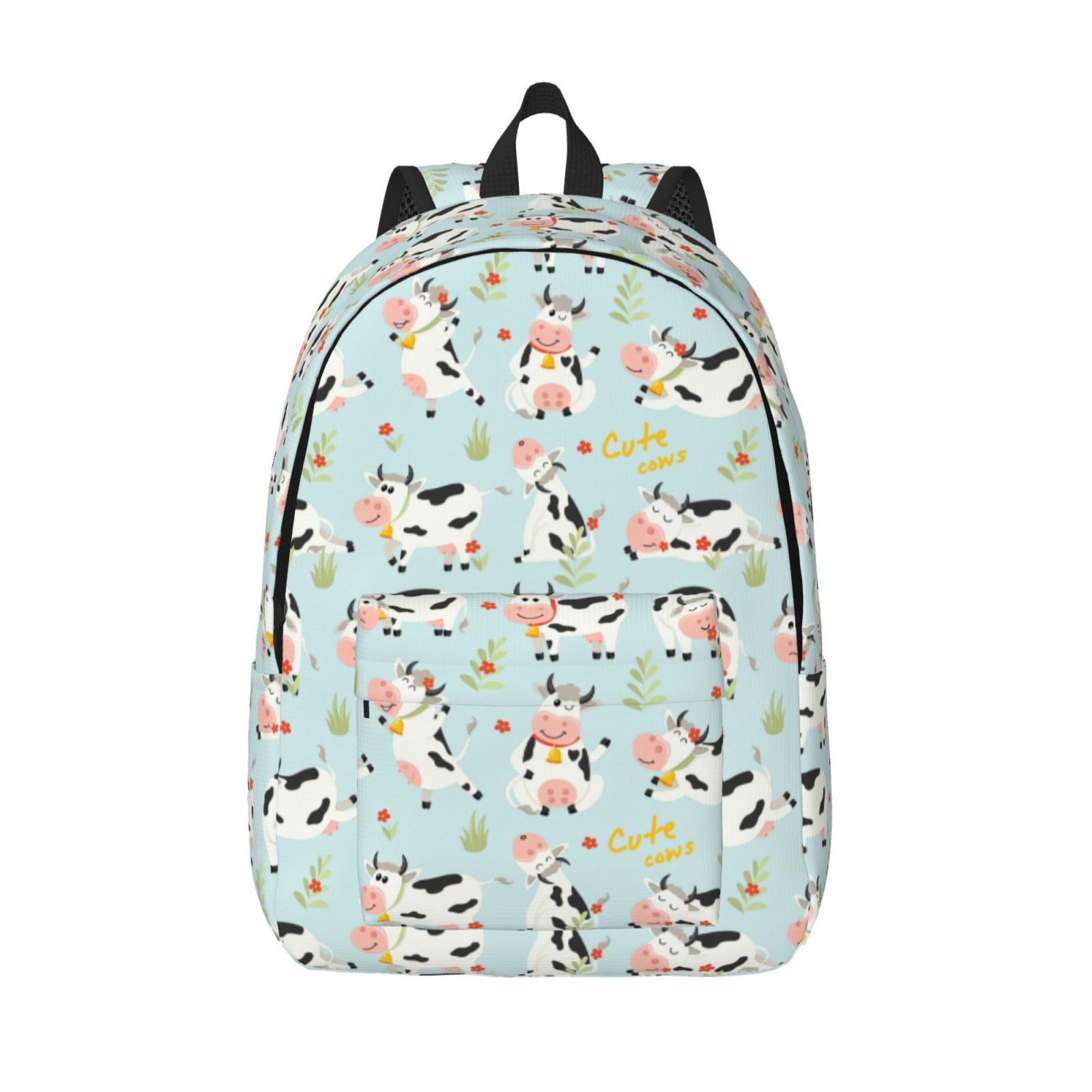Vsdgher Cute Cows Print Canvas Backpack Travel Rucksack Unisex Knapsack 15.7/17.7Inch Laptop Backpack for Work,College -Small