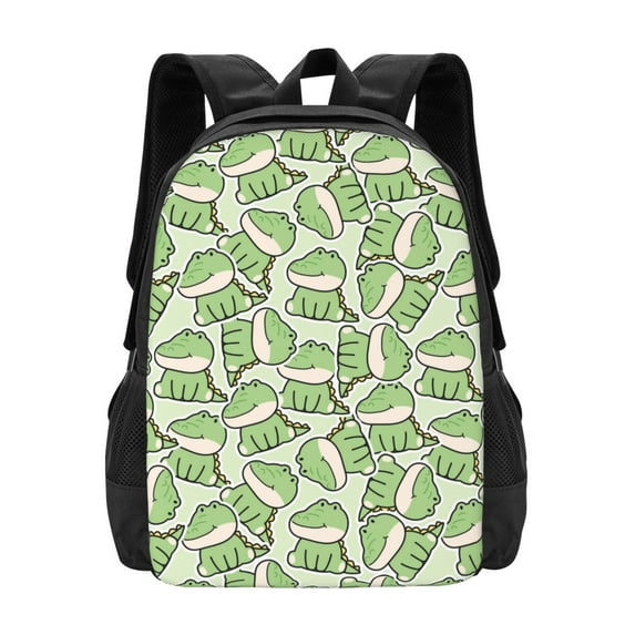 Vsdgher Cute Crocodile Print Backpack for Women Men School Bookbag with Laptop Compartment for College Work Travel, Simple Fashion Casual Daypack, Fit 15" Laptop