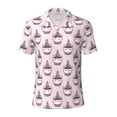 thumbnail image 1 of Vsdgher Cute Cupcake Print Men's Short Sleeve Stretch Polo Shirt, Moisture-Wicking Performance Polo Shirt, 1 of 8