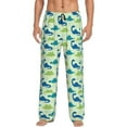 thumbnail image 1 of Vsdgher Cute Dinosaur Blue Green Print Mens Pajama Pants Sleep & Lounge Pants, PJ Bottoms With elastic waistb and Pockets, 1 of 5