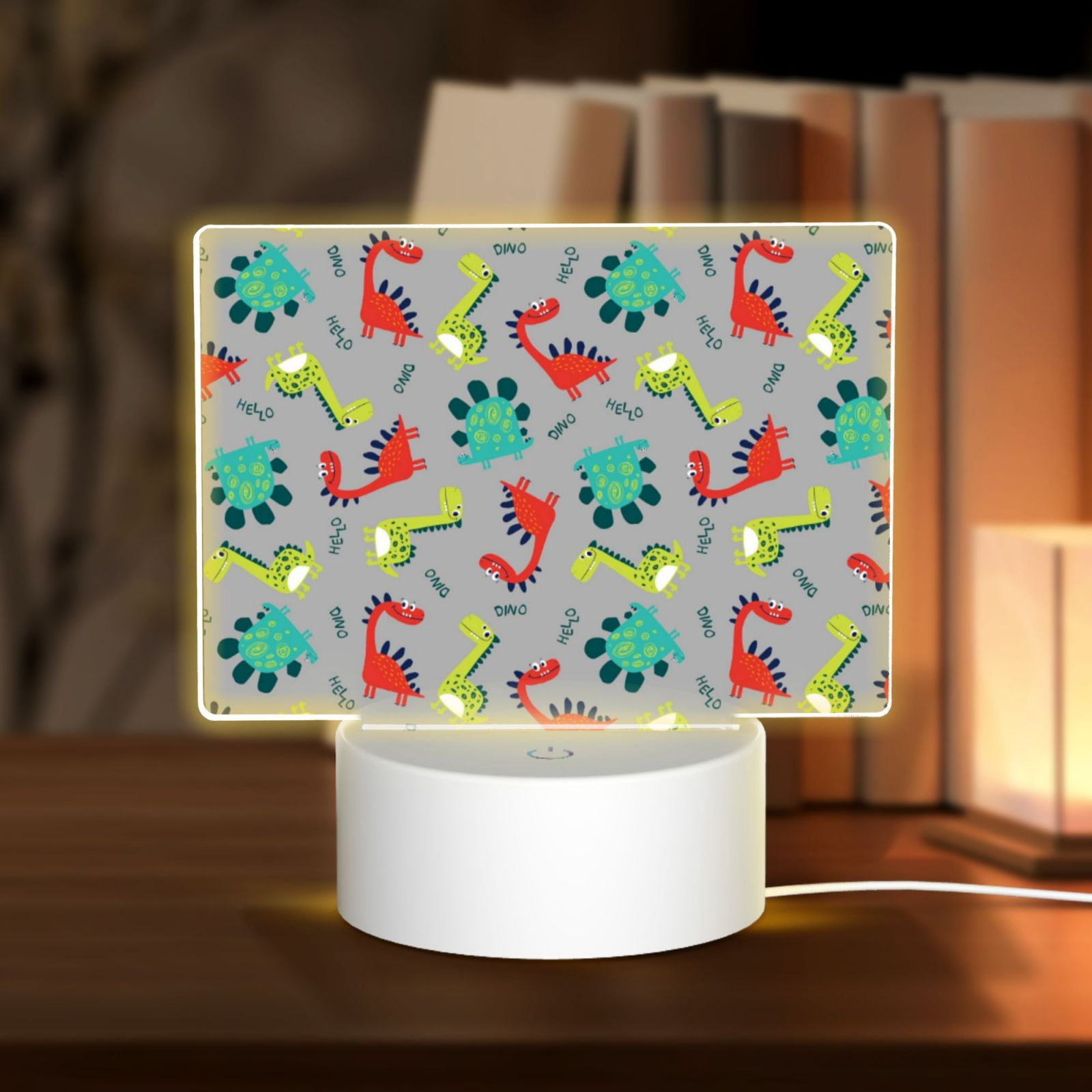 Vsdgher Cute Dinosaur Rectangular Acrylic Night Light Acrylic Sleep Night Light Friend Gifts for Birthday Gifts for Women Teens Boys Girls