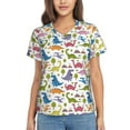thumbnail image 1 of Vsdgher Cute Dinosaur Women Shirts V Neck Short Sleeve Tops T-Shirt Basic Tees, S to 3XLMedium, 1 of 5