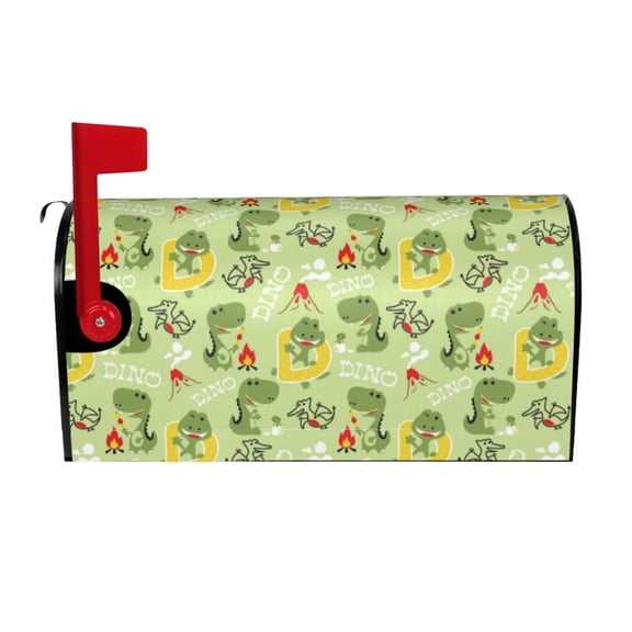 Vsdgher Cute Dinosaurs Cartoon Mailbox Cover Magnetic Mailbox Wraps Post Letter Box Cover for Garden Yard Home Decor 2 Sizes-25.5x21 in