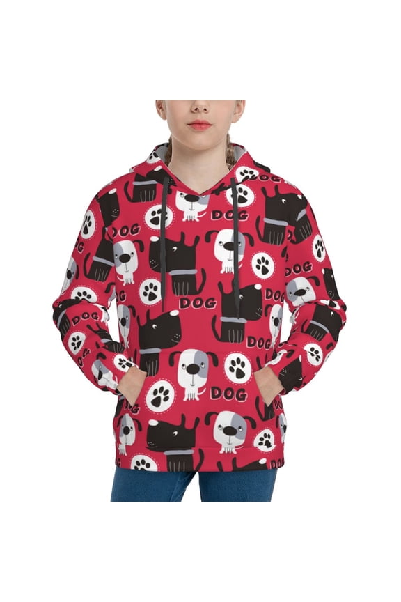 Cute Dog Hoodie Youth Classic Hooded Pullover Sweatshirts Essentials Hoodie for Children (s-xl)-Small