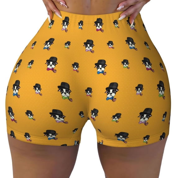 Vsdgher Cute Dog print Workout Shorts for Women Seamless Soft Smooth Gym Yoga Scrunch Active Exercise Fitness Shorts