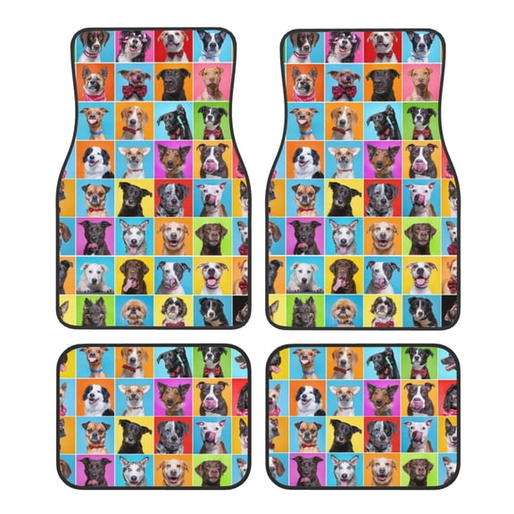 Vsdgher Cute Dogs Collage Car Foot Mat Set of 4 Pieces Universal Floor Liner Car Accessories Fits Most Cars, Trucks, Vans, sedans, SUV