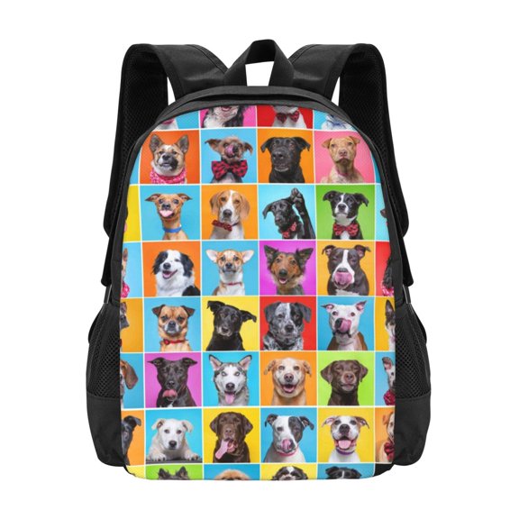 Vsdgher Cute Dogs Collage Print Backpack for Women Men School Bookbag with Laptop Compartment for College Work Travel, Simple Fashion Casual Daypack, Fit 15" Laptop