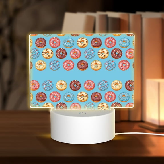 Vsdgher Cute Donut Rectangular Acrylic Night Light Acrylic Sleep Night Light Friend Gifts for Birthday Gifts for Women Teens Boys Girls