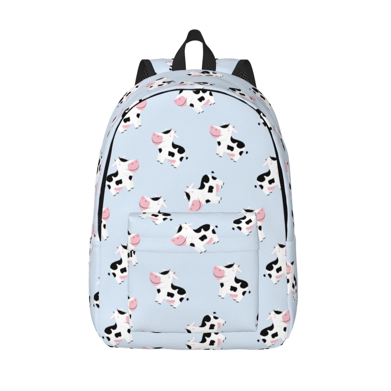 Vsdgher Cute Farm Cow Print Canvas Backpack Travel Rucksack Unisex Knapsack 15.7/17.7Inch Laptop Backpack for Work,College -Medium