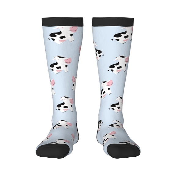 Vsdgher Cute Farm Cow Print Thigh High Socks Extra Long Stretchy Sock Women Over Knee High Opaque Stocking Daily Wear