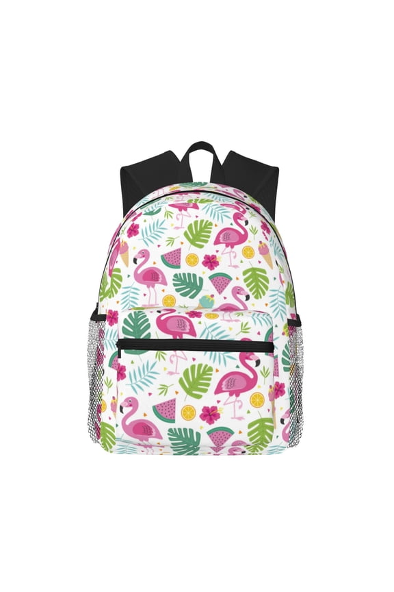Cute Flamingo Print Unisex Large Capacity Bookbag Schoolbag Casual Daypack for High School/College/Teens/Travel/Work