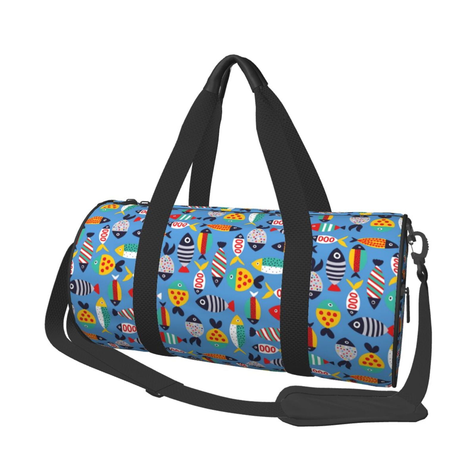 Vsdgher Cute Flat Fish 45L Foldable Duffel Bag, Sports Gym Bag,Overnight Bag, Portable Weekender Bag for Airplanes