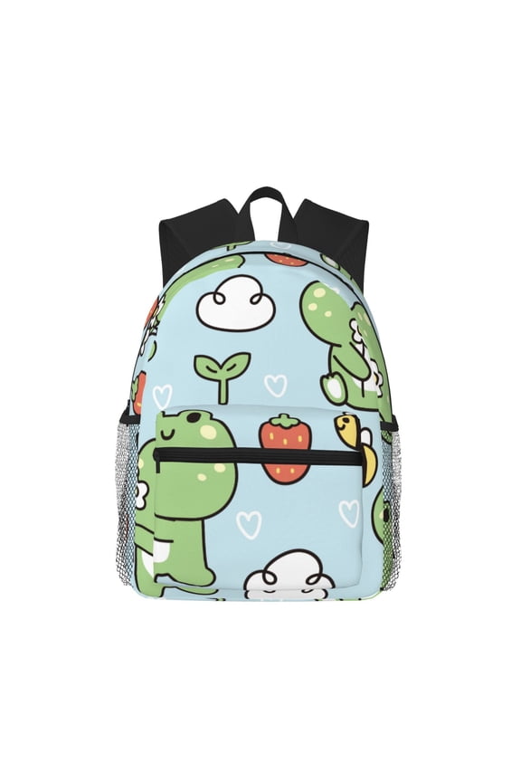 Cute Floral Frog Print Unisex Large Capacity Bookbag Schoolbag Casual Daypack for High School/College/Teens/Travel/Work