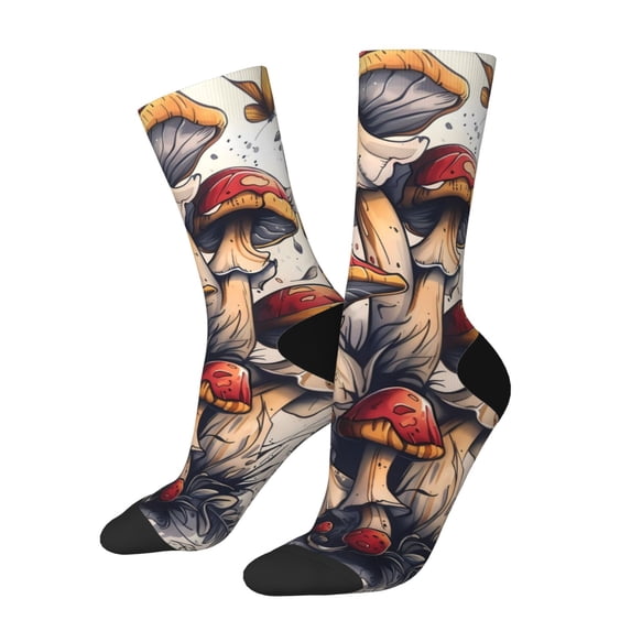 Vsdgher Cute Forest Mushrooms Crew Socks for Men & Women, Breathable Casual Athletic Ankle Socks