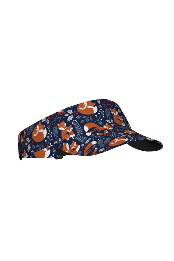 Cute Foxes Print Adult Sunscreen Visor Cap,1 Piece of Sport Sun Visor Hats Adjustable Sun Hat for Outdoor Activities Fits for Women and Men (One Size)