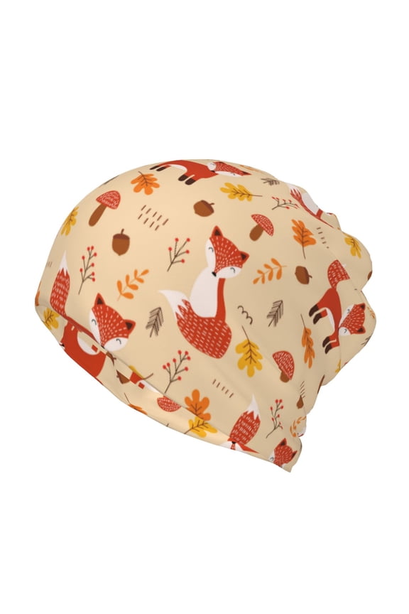 Cute Foxes Slouchy Beanie Hat for Men/Women, Skull Cap Chemo Cap Night Sleeping Cap