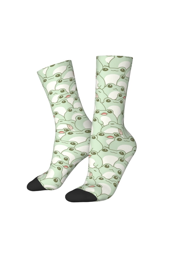 Cute Frog Crew Socks for Men & Women, Breathable Casual Athletic Ankle Socks