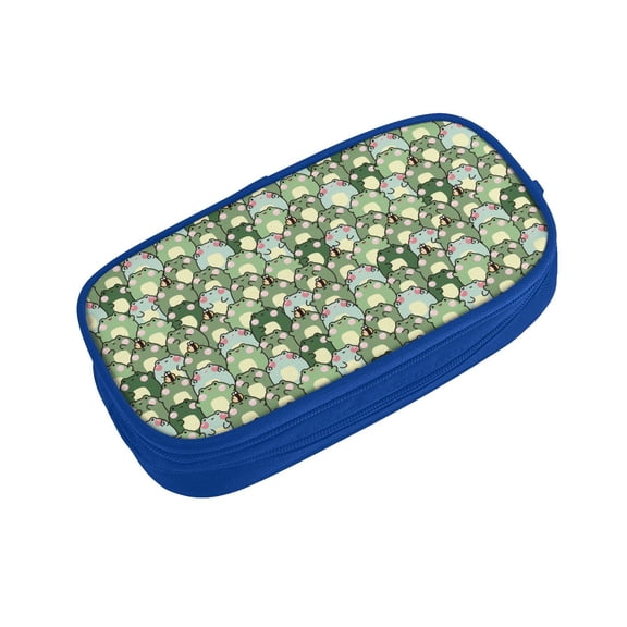 Vsdgher Cute Frog Print Large Capacity Pencil Case Pouch with Zipper, Portable Aesthetic Big Capacity Pencil Cases Pen Office Travel Stationery Bag