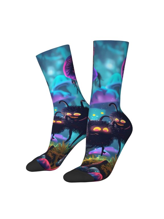 Cute Fuzzy Fantasy Creatures Crew Socks for Men & Women, Breathable Casual Athletic Ankle Socks