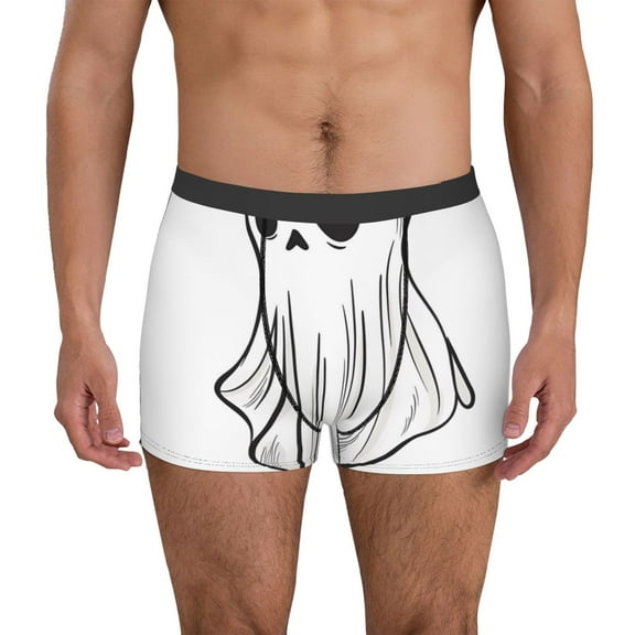 Vsdgher Cute Ghost Simple Drawing Pattern Men's Boxer Brief Underwear,Soft Funny Underwear for Men-XX-Large