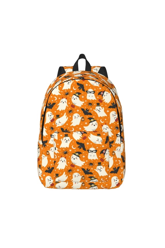 Cute Ghosts Print Canvas Backpack Travel Rucksack Unisex Knapsack 15.7/17.7Inch Laptop Backpack for Work,College -Small