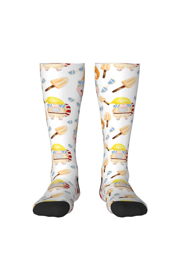 Cute Gnome Summer Print Thigh High Socks Extra Long Stretchy Sock Women Over Knee High Opaque Stocking Daily Wear