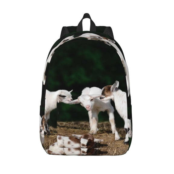Vsdgher Cute Goat Baby Print Canvas Backpack Travel Rucksack Unisex Knapsack 15.7/17.7Inch Laptop Backpack for Work,College -Small