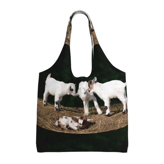 Vsdgher Cute Goat Baby Print canvas Tote Bag, Lightweight Cloth Bags, Suitable for shopping, groceries, travel
