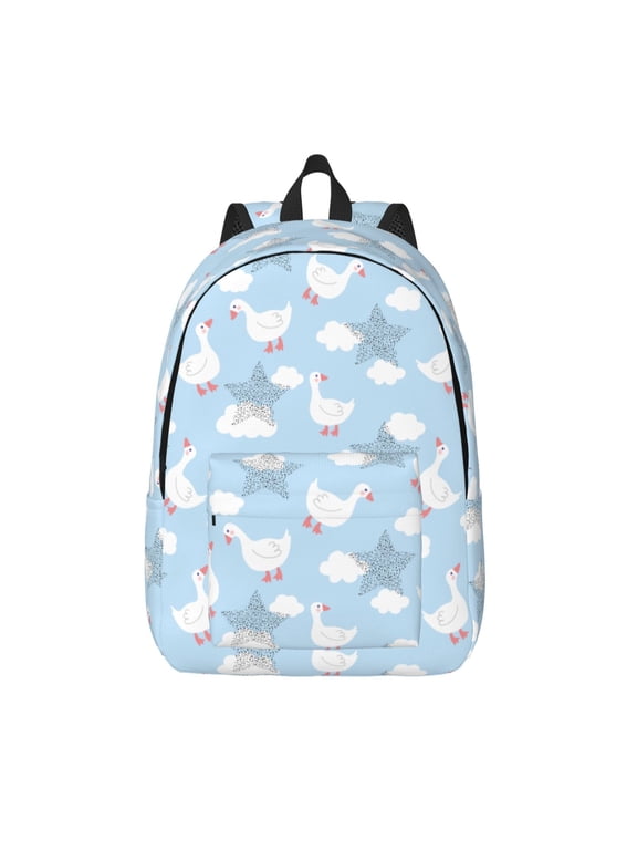 Cute Goose On A Blue Sky Print Canvas Backpack Travel Rucksack Unisex Knapsack 15.7/17.7Inch Laptop Backpack for Work,College -Small