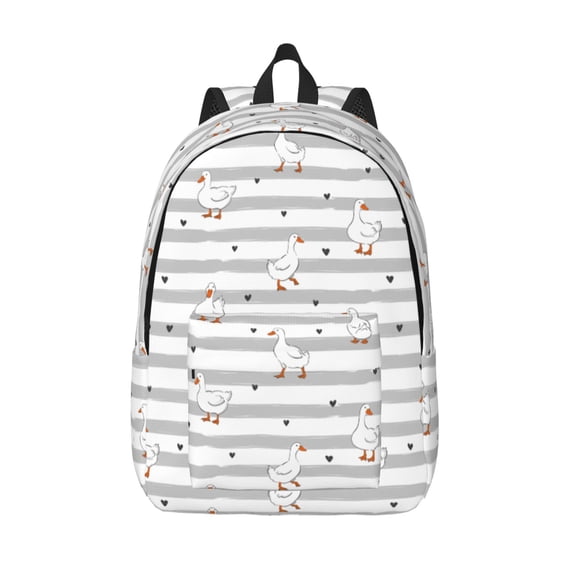 Vsdgher Cute Goose Print Canvas Backpack Travel Rucksack Unisex Knapsack 15.7/17.7Inch Laptop Backpack for Work,College -Small