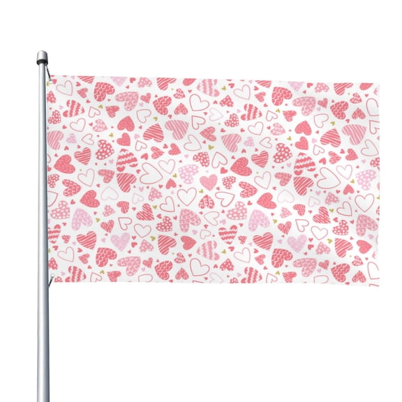 Vsdgher Cute Hand Drawn Hearts Print Outdoor Decorative Flag 4x6ft, Suitable for outdoor decoration, can be hung indoors, on outdoor lawns, balconies, parties