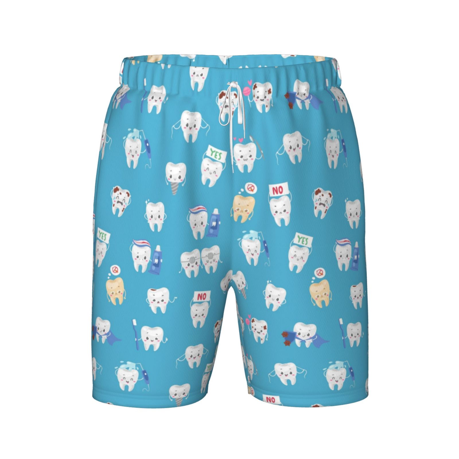Vsdgher Cute Healthy Teeth Print Mens Swim Trunks Bathing Suit