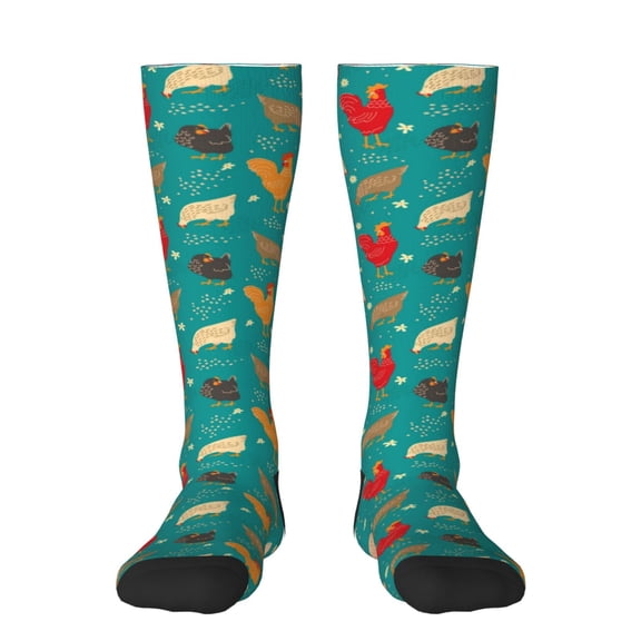 Vsdgher Cute Hens And Rooster Knee Socks, High Socks Long Stretchy Sock Women Knee High Stocking, Long Socks for Women