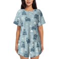 thumbnail image 1 of Vsdgher Cute Hippopotamus Pattern Womens Pajamas 2 Piece Short Sleeve Sleepwear Set,Summer Soft Pajamas Set Casual Lounge Sets, 2-Piece Pj -Small, 1 of 8