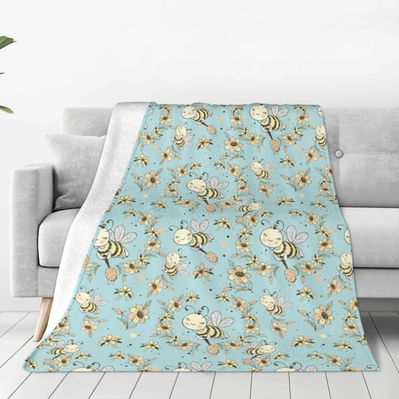 Vsdgher Cute Honeybees Ultra-Soft Micro flannel Blanket Throw Blankets for Couch Sofa, Bed (4 sizes)-40"x30"