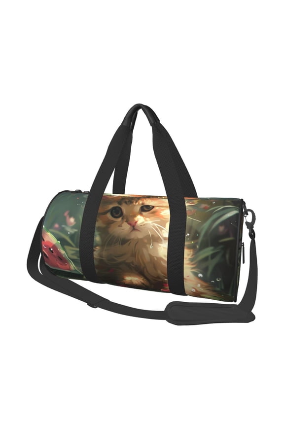 Cute Kitten Water Lilies 45L Foldable Duffel Bag, Sports Gym Bag,Overnight Bag, Portable Weekender Bag for Airplanes