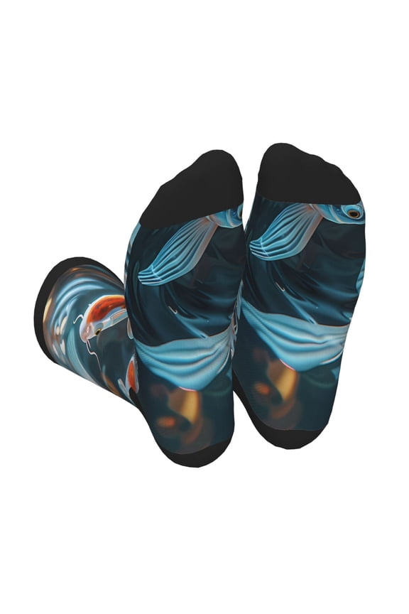 Cute Koi Fish Serenity Unisex Crew Socks Lightweight Breathable Ventilation Ankle Socks, Mid-calf socks for Daily