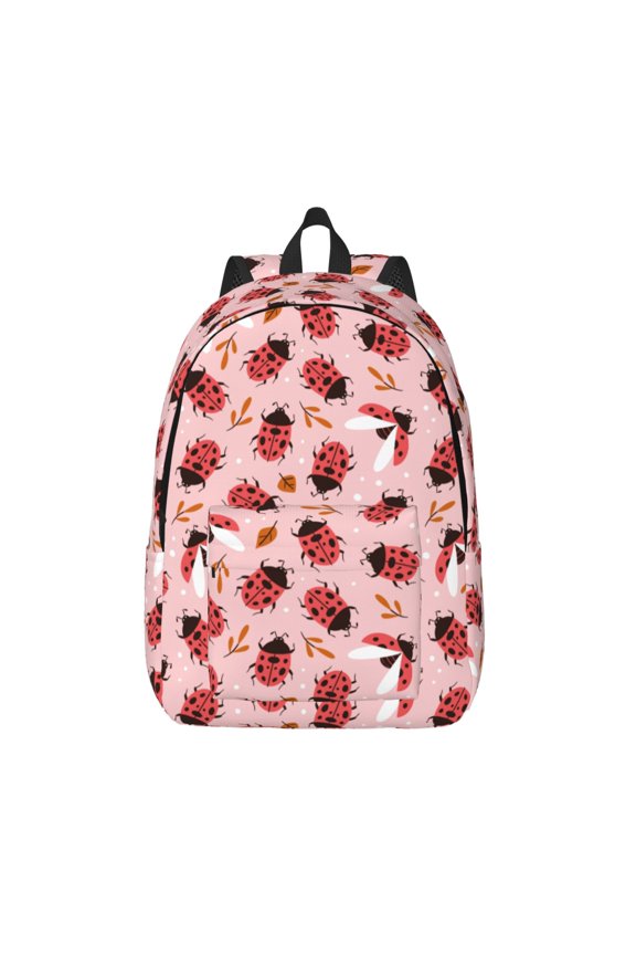Cute Ladybugs 1 Print Canvas Backpack Travel Rucksack Unisex Knapsack 15.7/17.7Inch Laptop Backpack for Work,College -Medium