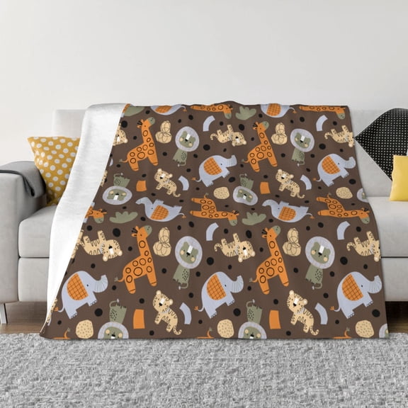 Vsdgher Cute Lion Tiger Pattern Fleece Throw Blanket, Horizontal Fleece Bedding Home Decor for Couch & Bed All Season Use -40"x30"