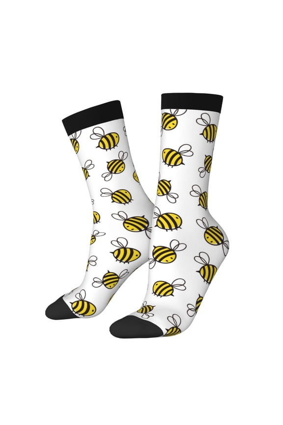 Cute Little Bee Crew Socks for Men & Women, Breathable Casual Athletic Ankle Socks