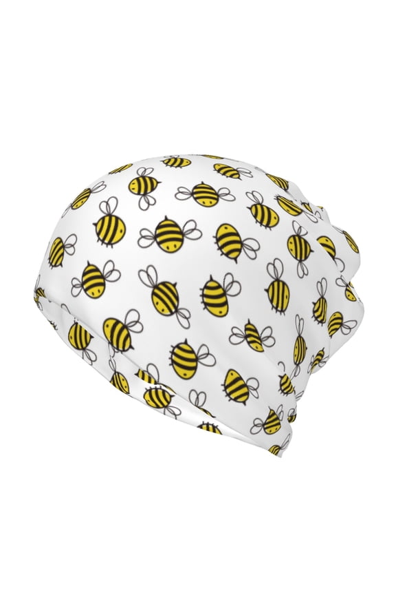 Cute Little Bee Slouchy Beanie Hat for Men/Women, Skull Cap Chemo Cap Night Sleeping Cap