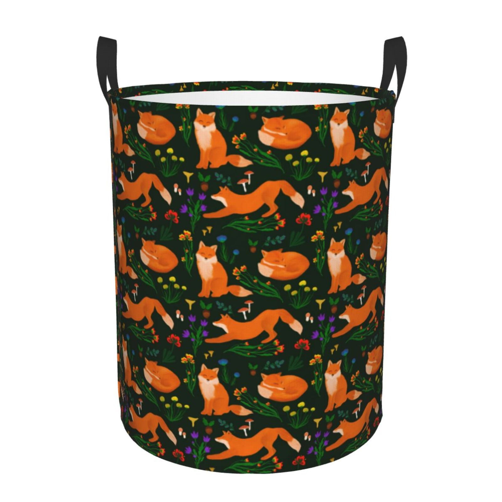 Vsdgher Cute Little Foxes Waterproof Round Large Laundry Basket Toy