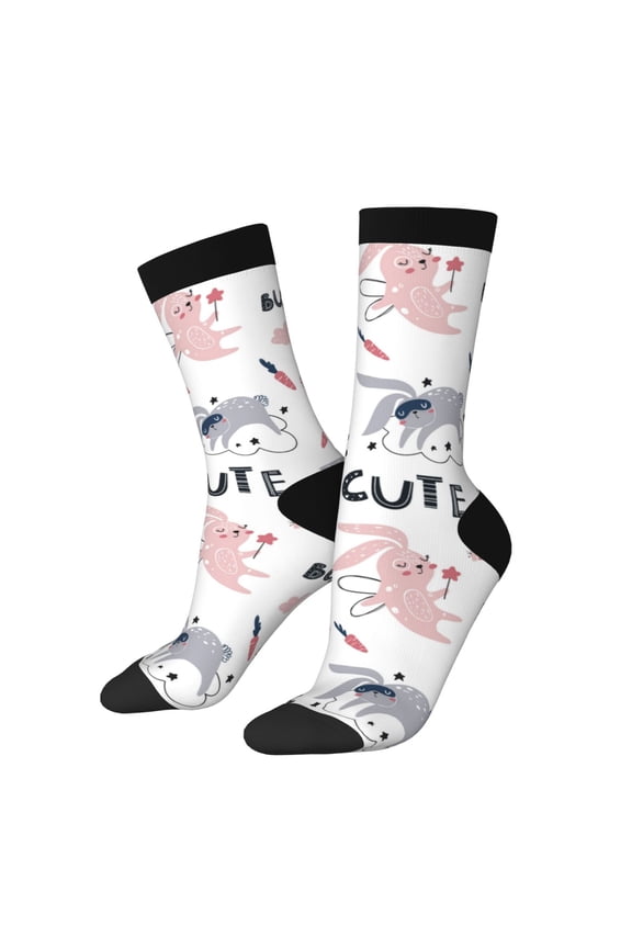 Cute Magic Bunny Crew Socks for Men & Women, Breathable Casual Athletic Ankle Socks
