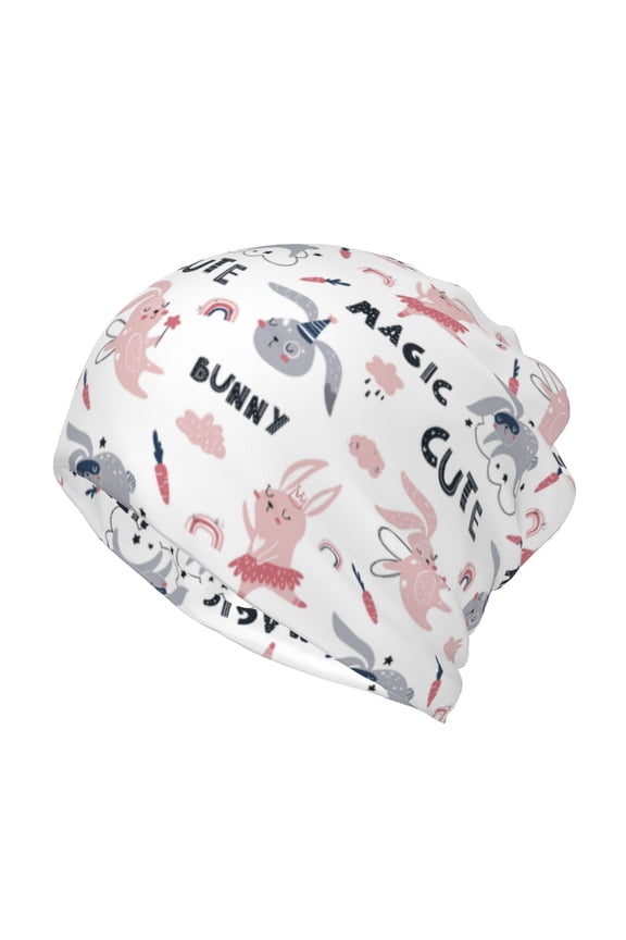 Cute Magic Bunny Slouchy Beanie Hat for Men/Women, Skull Cap Chemo Cap Night Sleeping Cap