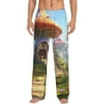 thumbnail image 1 of Vsdgher Cute Mushroom Town Print Mens Pajama Pants Sleep & Lounge Pants, PJ Bottoms With elastic waistb and Pockets, 1 of 5