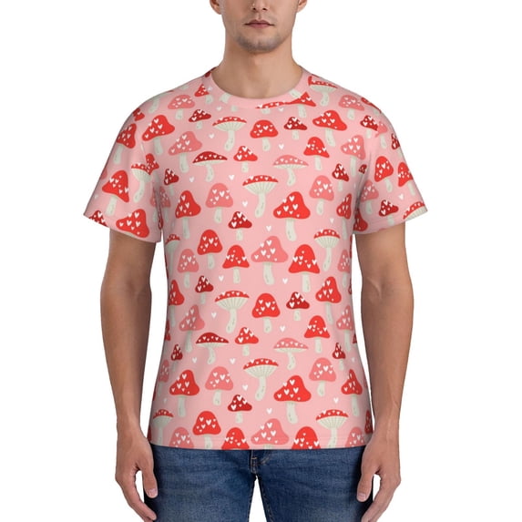 Vsdgher Cute Mushroom1 Print Men's Dry Fit Mesh Athletic Shirts Moisture Wicking Tennis T-Shirt Tops