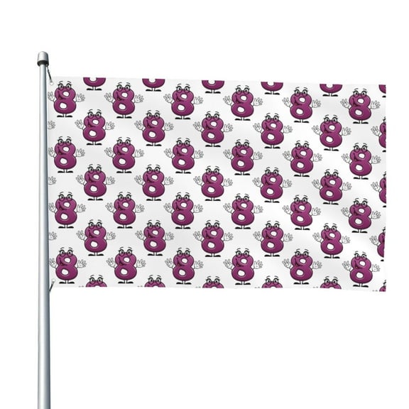 Vsdgher Cute Number 8 Print Outdoor Decorative Flag 4x6ft, Suitable for outdoor decoration, can be hung indoors, on outdoor lawns, balconies, parties