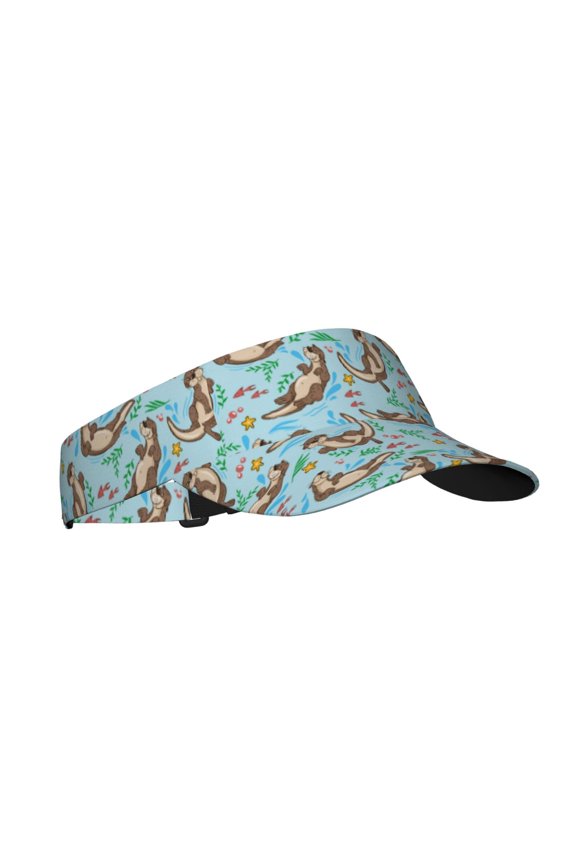 Cute Otters Print Adult Sunscreen Visor Cap,1 Piece of Sport Sun Visor Hats Adjustable Sun Hat for Outdoor Activities Fits for Women and Men (One Size)
